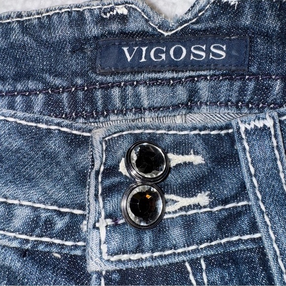 Vigoss Women’s Capri Jeans SZ 3/4 Faded The New York Flap Fancy Pockets Lowrise - Picture 10 of 11